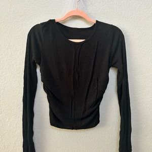 Black large alo yoga long sleeve cinched waist top